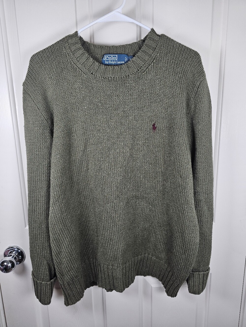 Polo Ralph Lauren Sweater Mens Green 100% Cotton Size L
